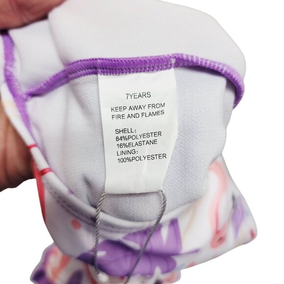 Angel Season Girls Long Sleeve UV One Piece Flamingo Swimsuit Size 7 Years - Picture 2 of 8